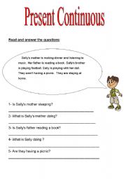 English worksheet: present continous