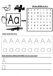 English Worksheet: Alphabet letter writing practice  A  G