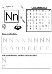 Alphabet letter writing practice – N – T