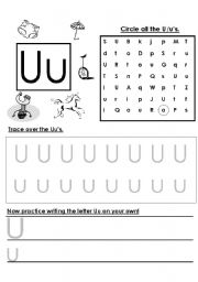 Alphabet letter writing practice – U – Z