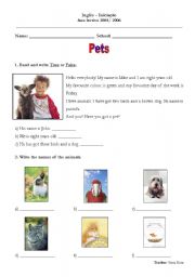 English worksheet: Pets