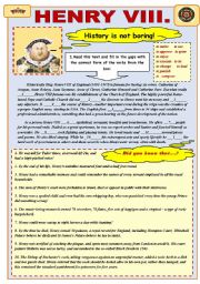 English Worksheet: Henry VIII History is not boring!