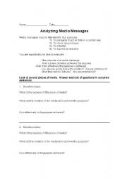 English worksheet: Analyzing media