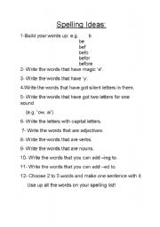 English Worksheet: spelling ideas