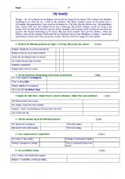 English Worksheet: TEST   MY FAMILY   ( for intermediate Level)