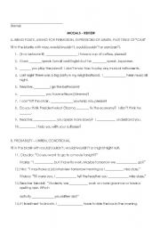English Worksheet: Modals review