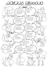 English Worksheet: Animal riddles