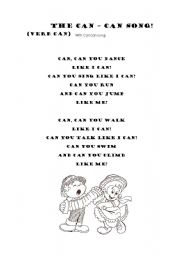 English worksheet: The Can - Can song