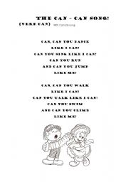 English Worksheet: The Can - Can song