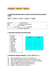 English Worksheet: PRESENT PERFECT 