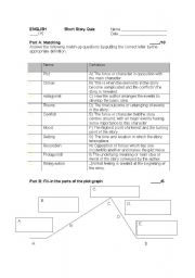 English Worksheet: Parts of a Short Story Quiz