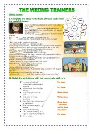 English Worksheet: Phrasal verbs- with DOWN - The wrong trainers