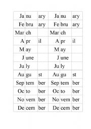 English Worksheet: Months of the year cut and match