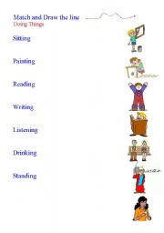 English worksheet: match and draw the line