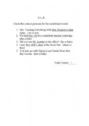 English Worksheet: Pronouns