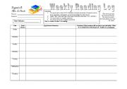 English Worksheet: Reading Log