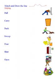 English worksheet: match and draw the line