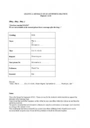 English Worksheet: Leaving a message on an answering machine - Beginner level