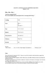 English worksheet: Leaving a message on an answering machine - Beginner level