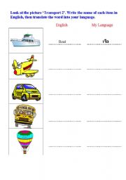 English worksheet: transport