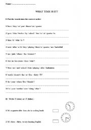 English worksheet: what time is it?
