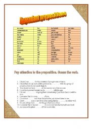 English Worksheet: Prepositions with verbs and adjectives