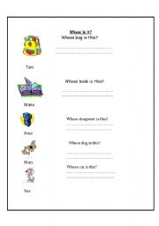 English worksheet: whose is it?