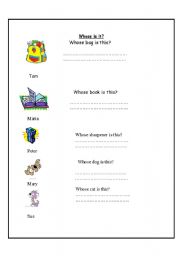 English Worksheet: whose is it?