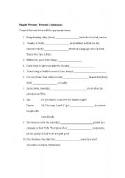 English worksheet: Present Tense