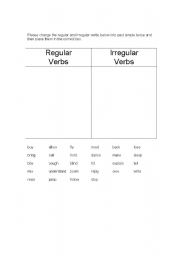 English Worksheet: Regular/Irregular Verbs- Simple Past Tense