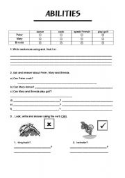 English worksheet: can