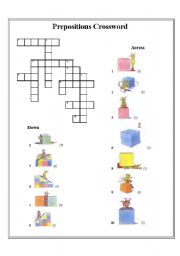 English Worksheet: preposition crossword