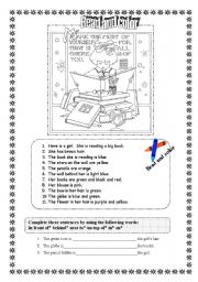 English Worksheet: Read and Color
