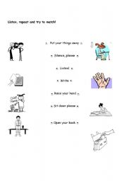 English worksheet: Classroom language