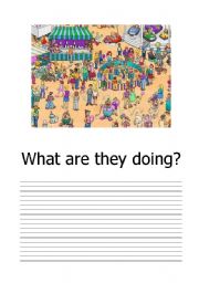 English worksheet: What are they doing?