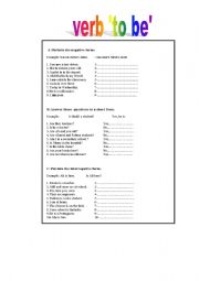 English Worksheet: verb to be 