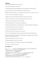 English worksheet: Pronouns and be allowed to