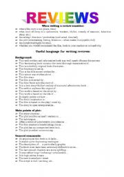 English Worksheet: Reviews