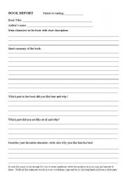 English worksheet: Book report form