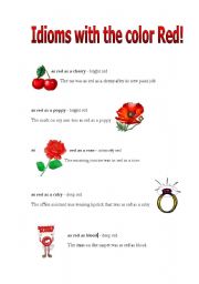 English Worksheet: Idioms with the color red