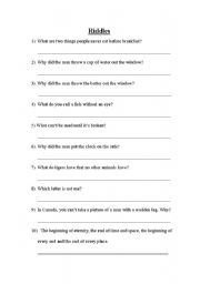 English Worksheet: Riddles