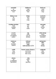 English worksheet: Taboo cards to revise vocabulary about the house
