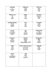 English Worksheet: Taboo cards to revise vocabulary about the house