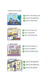 English Worksheet: rooms in the house