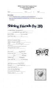 English worksheet: songs about friends