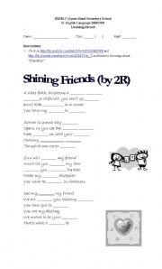 English Worksheet: songs about friends