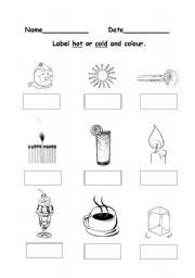English Worksheet: hot or cold