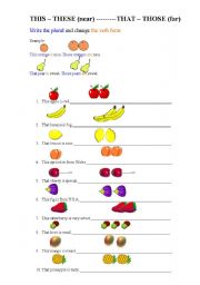 English Worksheet: Demonstatives and fruits