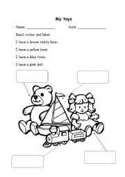 English Worksheet: my toys