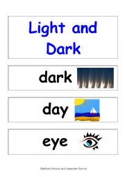 English worksheet: Light and Dark display words